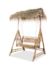 Balancelle à 2 places avec feuilles de palmier Bambou 202 cm | Mobilier & Déco