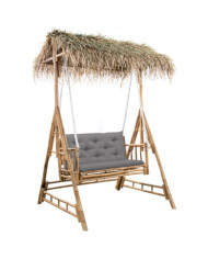 Balancelle 2 places feuilles de palmier et coussin 202cm Bambou | Mobilier & Déco