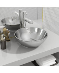 Lavabo 32,5 x 14 cm Céramique Argenté | Mobilier & Déco