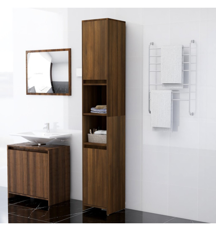Armoire de bain Chêne marron 30x30x183,5 cm Bois d'ingénierie | Mobilier & Déco