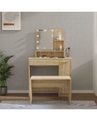 Ensemble de coiffeuse avec LED Chêne sonoma Bois d'ingénierie | Mobilier & Déco