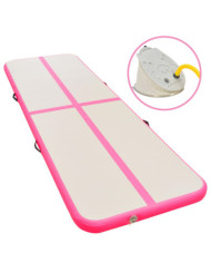 Tapis gonflable de gymnastique avec pompe 800x100x10cm PVC Rose | Mobilier & Déco