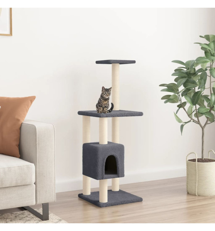 Arbre à chat avec griffoirs en sisal gris foncé 104 cm | Mobilier & Déco