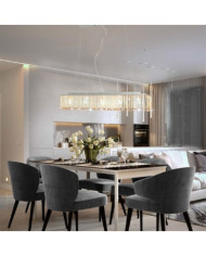 Plafonnier avec perles de cristal Argenté 104 cm E14 | Mobilier & Déco