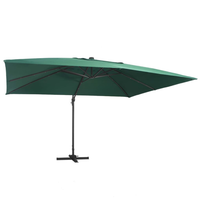 Parasol de jardin en porte-à-faux lumières LED mât en aluminium | Mobilier & Déco