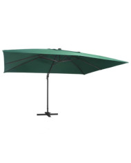 Parasol de jardin en porte-à-faux lumières LED mât en aluminium | Mobilier & Déco
