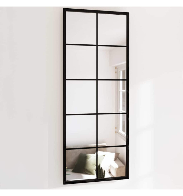 Miroir mural noir 100x40 cm métal | Mobilier & Déco