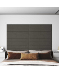 Panneaux muraux 12 pcs Gris foncé 90x15 cm Velours 1,62 m² | Mobilier & Déco