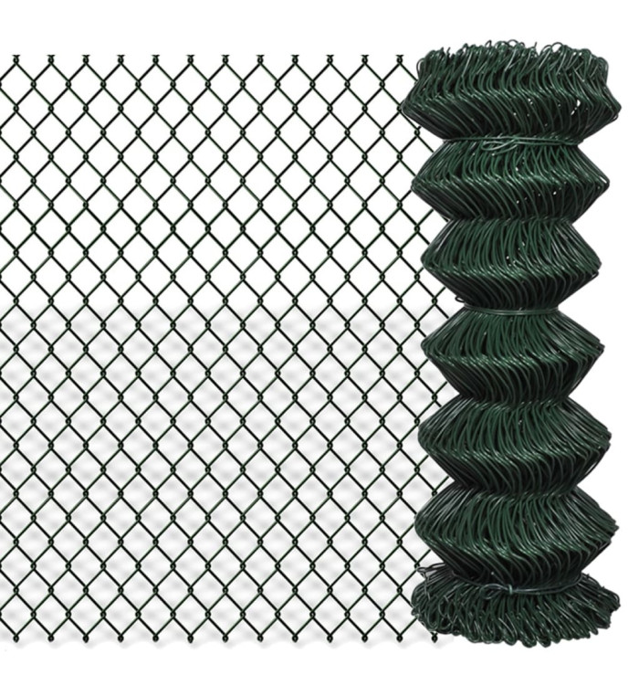Clôture à mailles losangées Acier 1x15 m Vert | Mobilier & Déco