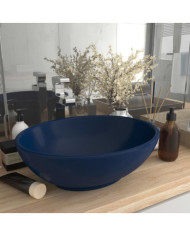 Lavabo ovale de luxe Bleu foncé mat 40x33 cm Céramique | Mobilier & Déco