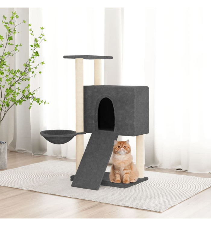 Arbre à chat avec griffoirs en sisal Gris foncé 96 cm | Mobilier & Déco
