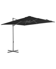 Parasol de jardin en porte-à-faux avec mât en acier noir | Mobilier & Déco