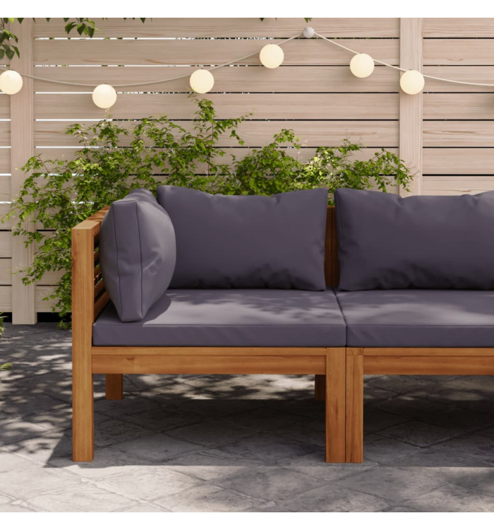 Canapé d'angle sectionnel et coussins gris foncé Bois d'acacia | Mobilier & Déco
