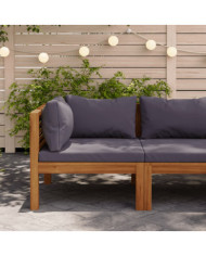 Canapé d'angle sectionnel et coussins gris foncé Bois d'acacia | Mobilier & Déco