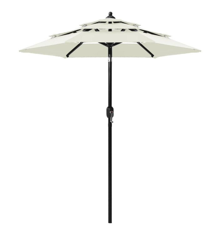 Parasol de jardin à 3 niveaux avec mât en aluminium sable 2 m | Mobilier & Déco