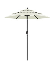 Parasol de jardin à 3 niveaux avec mât en aluminium sable 2 m | Mobilier & Déco