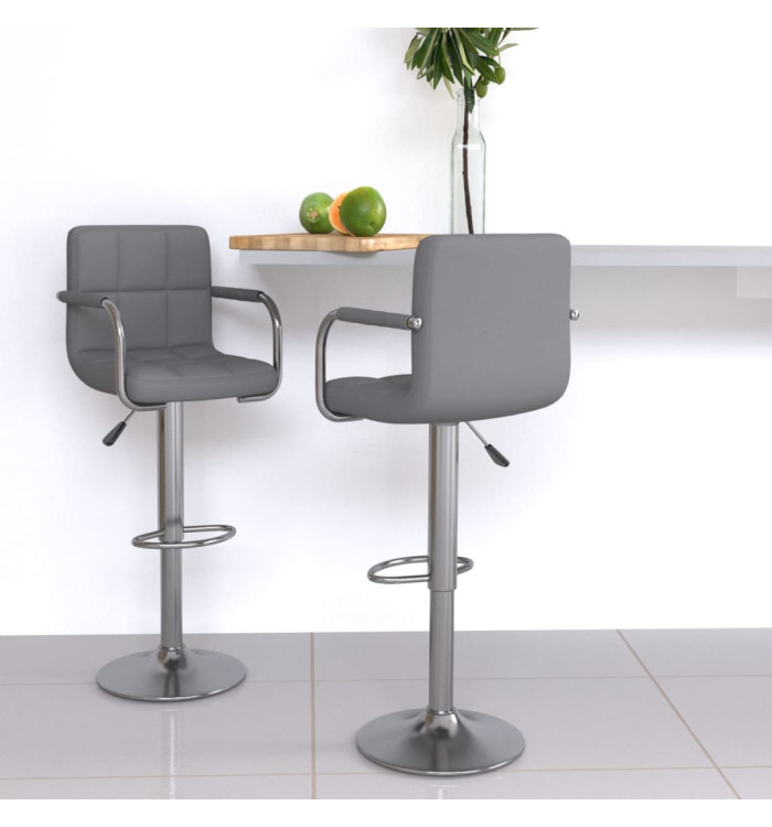 Tabourets de bar lot de 2 gris similicuir | Mobilier & Déco