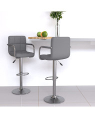 Tabourets de bar lot de 2 gris similicuir | Mobilier & Déco