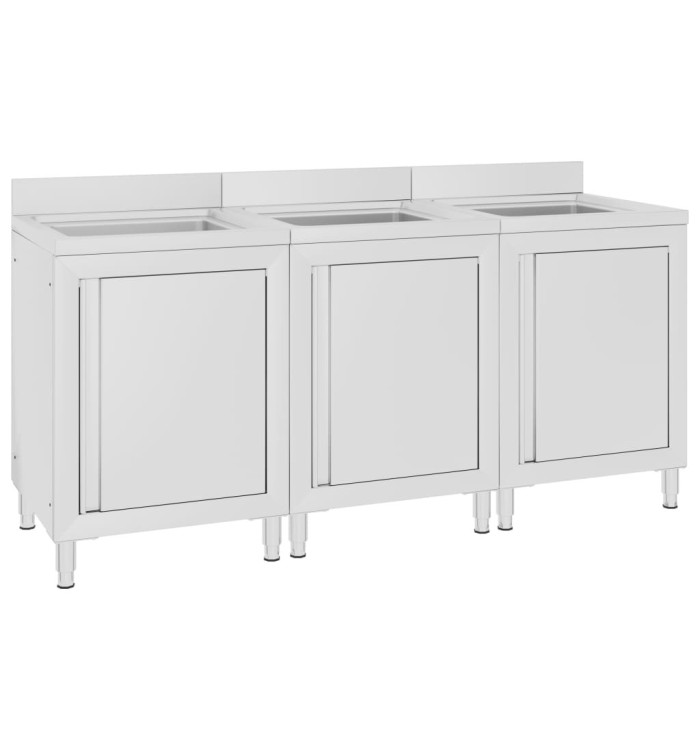 Éviers de cuisine commerciaux 3 pcs Acier inoxydable | Mobilier & Déco