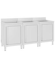 Éviers de cuisine commerciaux 3 pcs Acier inoxydable | Mobilier & Déco