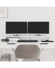 Support de moniteur Blanc 100x27x10 cm Bois de pin solide | Mobilier & Déco