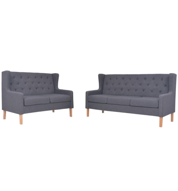 Ensemble de canapés 2 pcs tissu gris | Mobilier & Déco