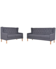 Ensemble de canapés 2 pcs tissu gris | Mobilier & Déco