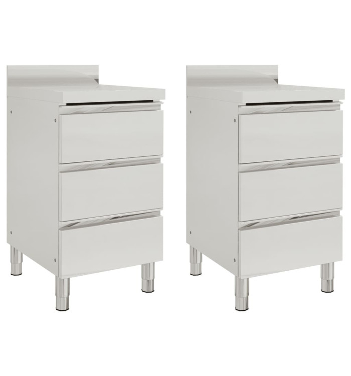 Armoires de cuisine commerciale avec 3 tiroirs 2 pcs Inox | Mobilier & Déco