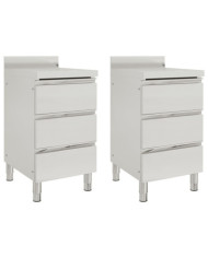 Armoires de cuisine commerciale avec 3 tiroirs 2 pcs Inox | Mobilier & Déco