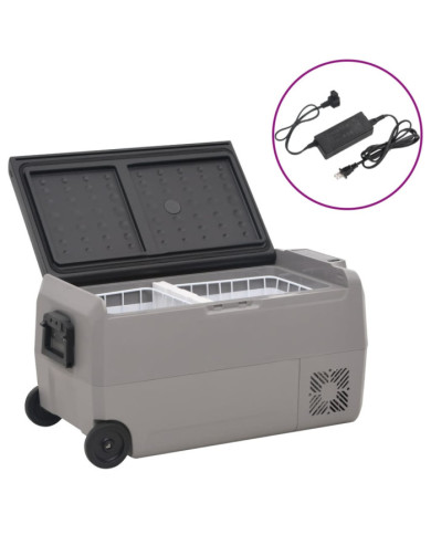 Glacière avec roue et adaptateur noir et gris 50 L PP et PE | Mobilier & Déco