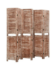 Cloison de séparation 6 panneaux Marron 210x165 cm Paulownia | Mobilier & Déco