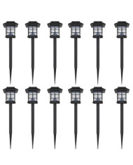 Ensemble de 12 lampes LED solaires avec piquet 8,6x8,6x38 cm | Mobilier & Déco