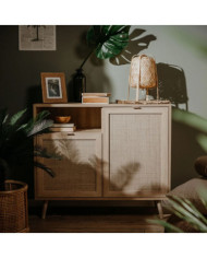Finori Buffet Bali 01A Chêne sonoma et impression de canne | Mobilier & Déco