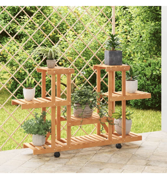 Support à fleurs avec roues 110x25x78 cm bois massif de sapin | Mobilier & Déco