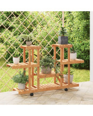 Support à fleurs avec roues 110x25x78 cm bois massif de sapin | Mobilier & Déco