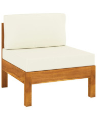 Canapé central avec coussins blanc crème Bois d'acacia solide | Mobilier & Déco