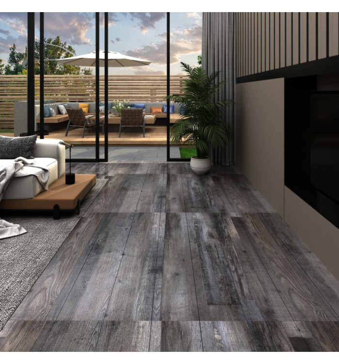 Dalles de plancher PVC autoadhésif 5,21 m² 2 mm bois industriel | Mobilier & Déco