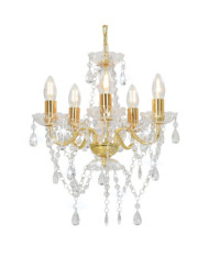 Lustre avec perles de cristal Doré Rond 5 x E14 | Mobilier & Déco