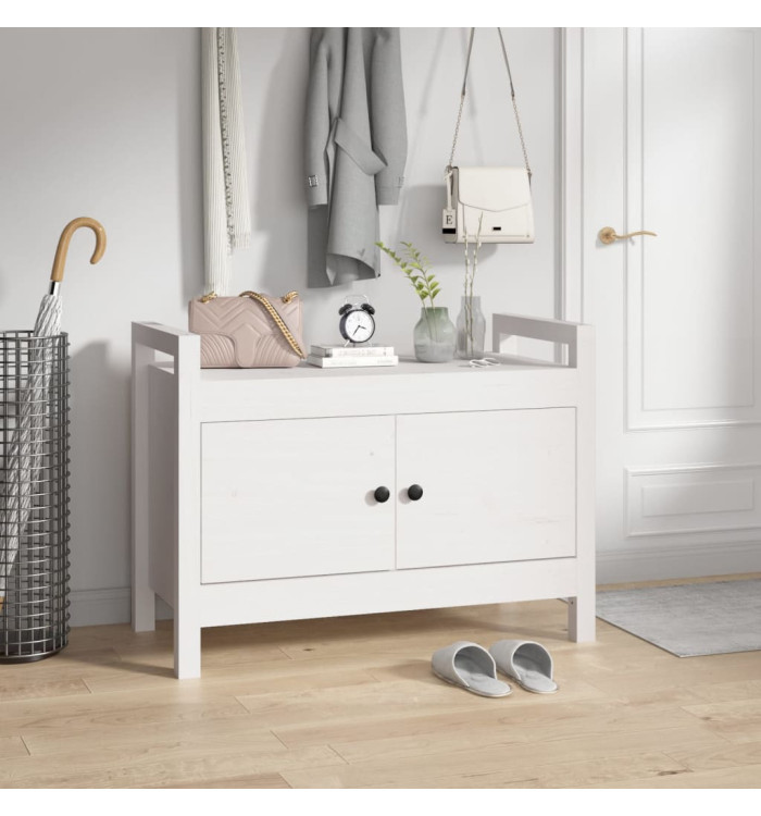 Banc d'entrée Blanc 80x40x60 cm Bois de pin massif | Mobilier & Déco