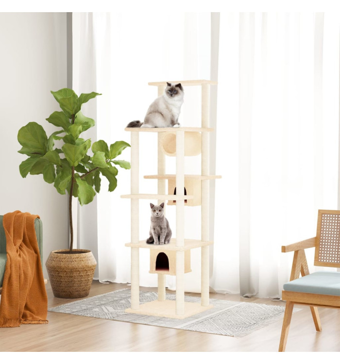 Arbre à chat avec griffoirs en sisal Crème 169 cm | Mobilier & Déco