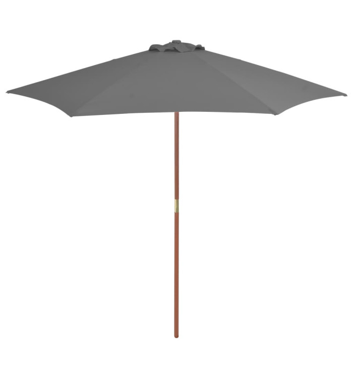 Parasol d'extérieur avec mât en bois 270 cm Anthracite | Mobilier & Déco