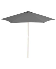 Parasol d'extérieur avec mât en bois 270 cm Anthracite | Mobilier & Déco