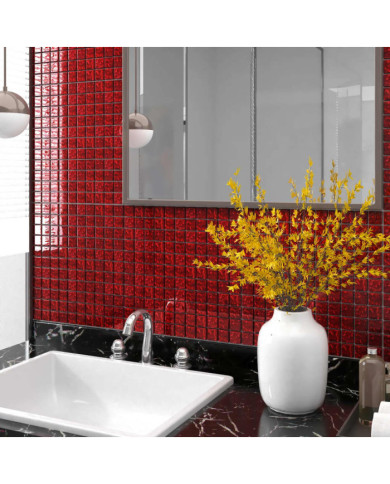 Carreaux mosaïque 11 pcs Rouge 30x30 cm Verre | Mobilier & Déco