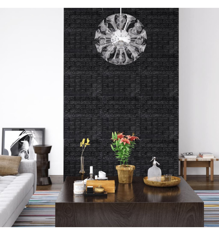 Papier peint 3D autoadhésif Briques 20 pcs Noir | Mobilier & Déco
