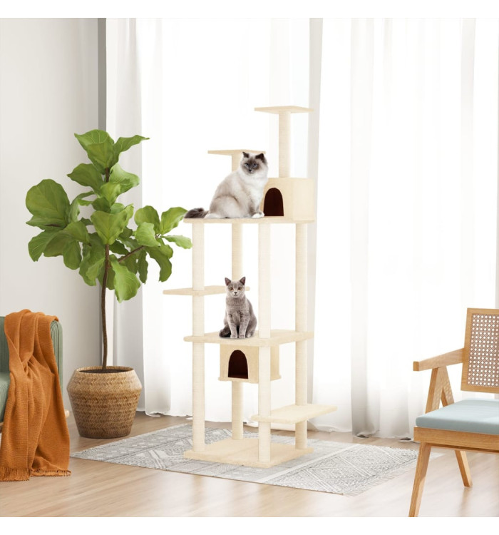 Arbre à chat avec griffoirs en sisal Crème 176 cm | Mobilier & Déco