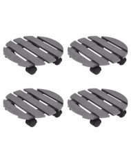 Chariots à plantes 4 pcs Gris Ø30x7,5 cm WPC | Mobilier & Déco