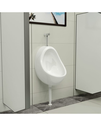 Urinoir suspendu avec valve de chasse d'eau Céramique Blanc | Mobilier & Déco