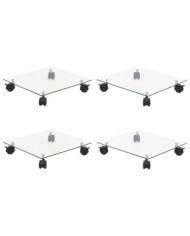 Supports roulants à plantes 4 pcs 35x35 cm Carré Verre trempé | Mobilier & Déco
