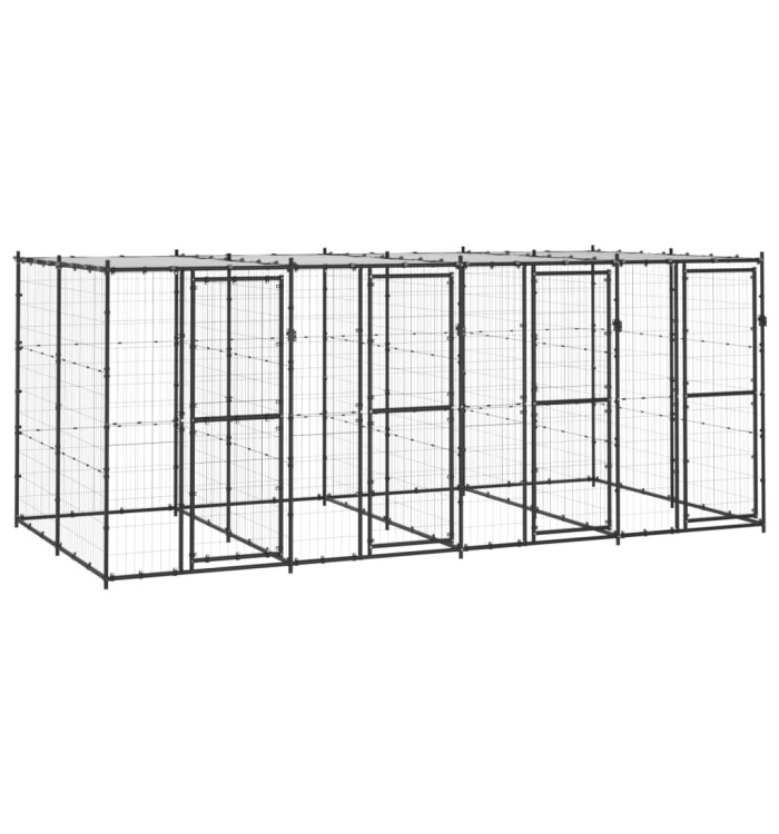 Chenil extérieur Acier avec toit 9,68 m² | Mobilier & Déco