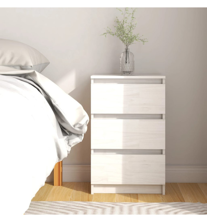 Table de chevet Blanc 40x29,5x64 cm Bois de pin solide | Mobilier & Déco